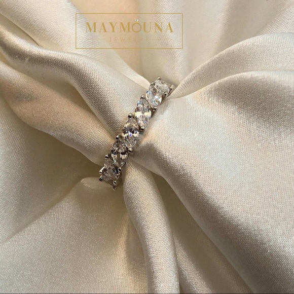 🤩HP|925 Sterling Silver Marquise CZ Eternity Ring - Picture 4 of 6